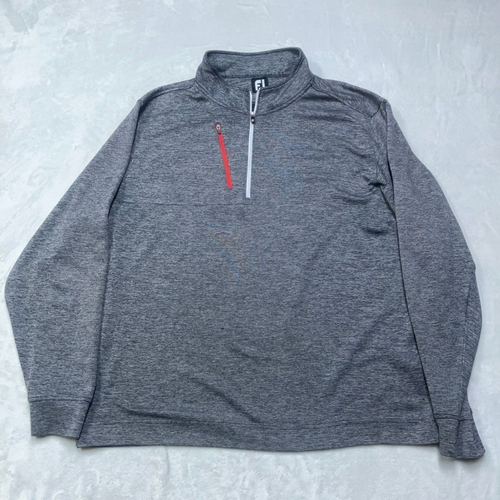 FootJoy 1/4 Zip Pullover Sweater Mens XXL Grey‎ Heathered Mock Neck Golf Tech